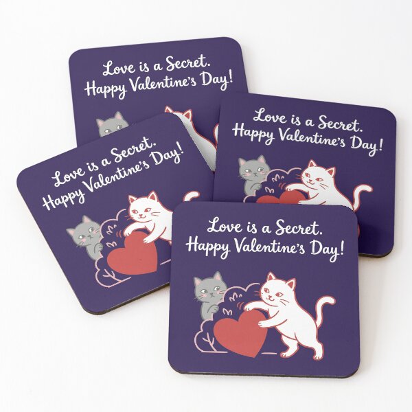 Item preview, Cute Cats Secret Love Valentine Heart Illustration designed and sold by zzz888.