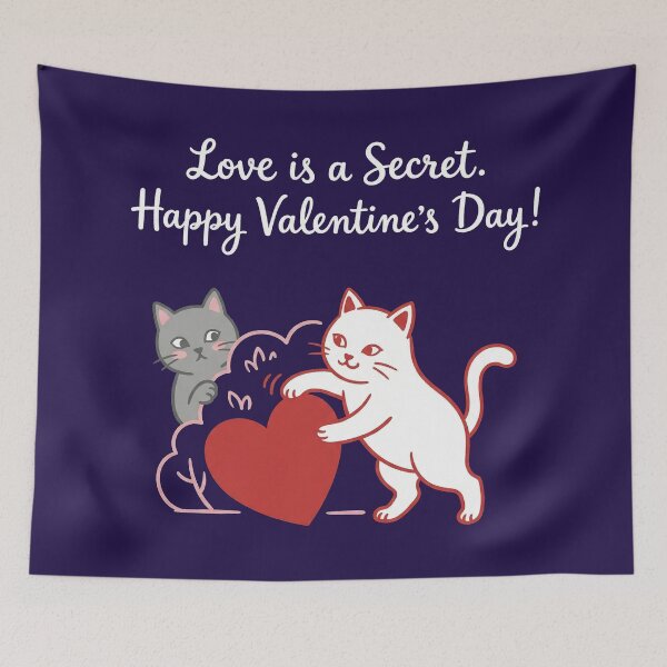Item preview, Cute Cats Secret Love Valentine Heart Illustration designed and sold by zzz888.