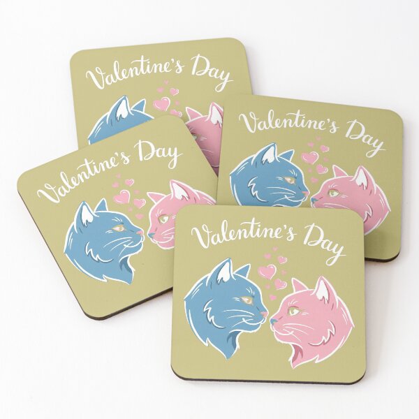 Item preview, Cute Blue and Pink Cats Couple Valentine Hearts Illustration designed and sold by zzz888.