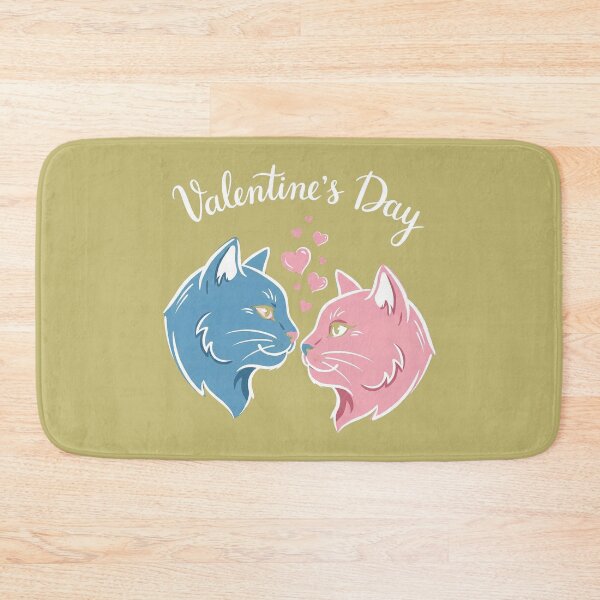 Item preview, Cute Blue and Pink Cats Couple Valentine Hearts Illustration designed and sold by zzz888.