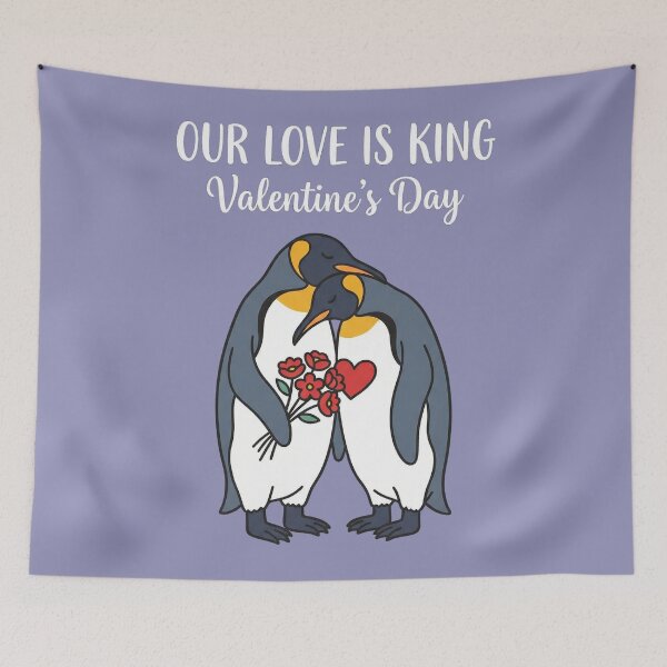 Item preview, King Penguins Couple Our Love Is King Valentine Illustration designed and sold by zzz888.