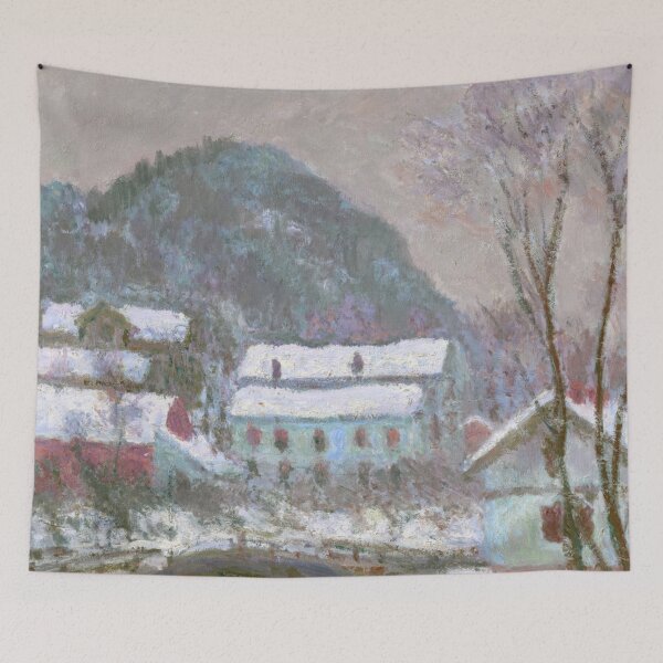 Item preview, Sandviken Norvege Effet De Neige by Claude Monet: Impressionist Winter Landscape designed and sold by artofuniverse.