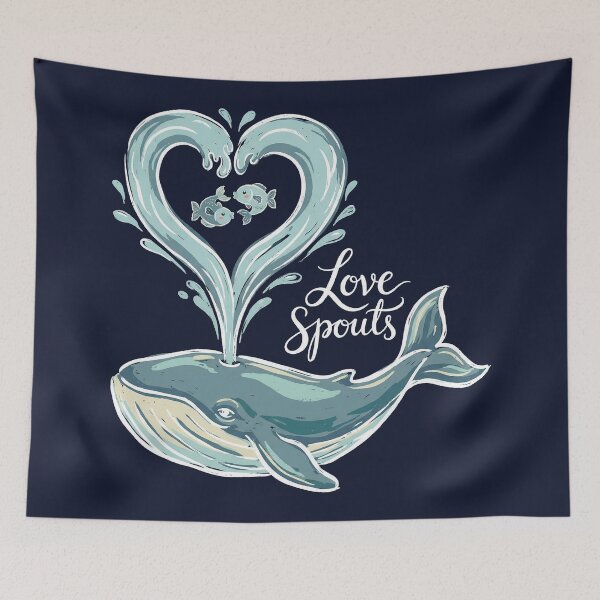 Item preview, Blue Whale Heart Spout Love Spouts Pun Illustration designed and sold by zzz888.
