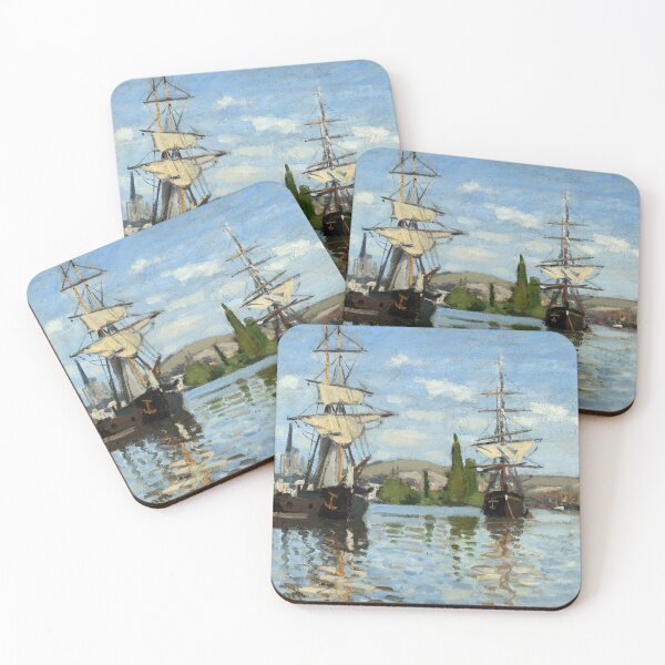 Item preview, Ships Riding on the Seine at Rouen by Claude Monet: Nautical Impressionist Poster designed and sold by artofuniverse.