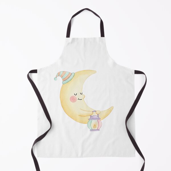 Item preview, Cute Kawaii Moon with Lantern - Pastel Watercolor Nursery Art designed and sold by Zouak.