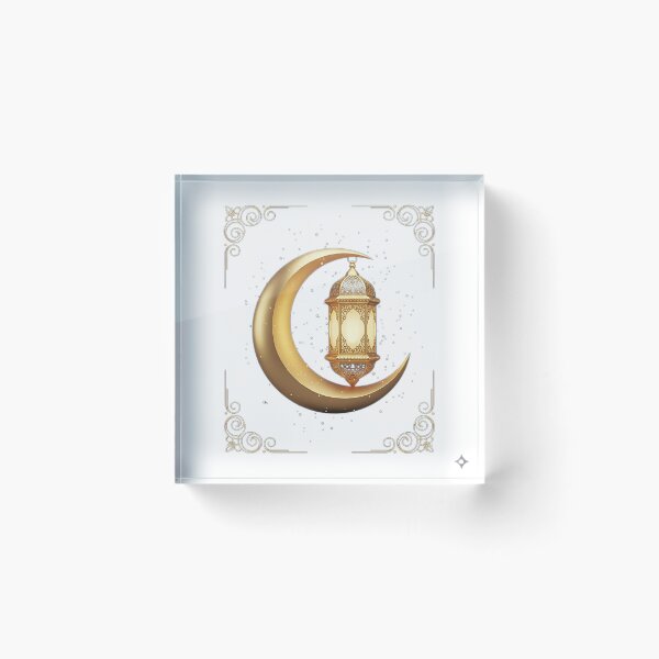 Item preview, Golden Crescent Moon with Lantern - Elegant Islamic Decor designed and sold by Zouak.