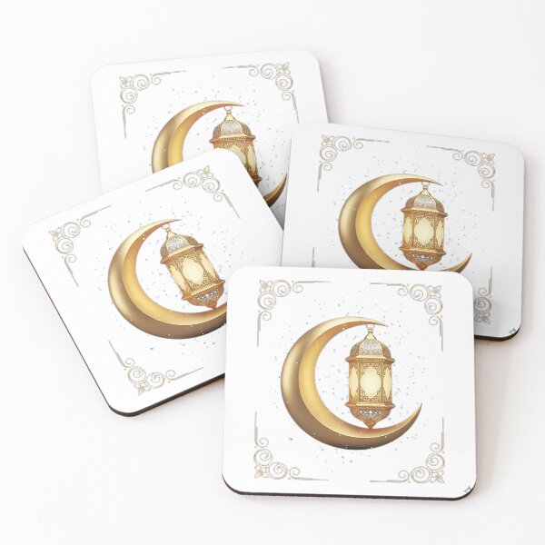 Item preview, Golden Crescent Moon with Lantern - Elegant Islamic Decor designed and sold by Midnight Manor Art.