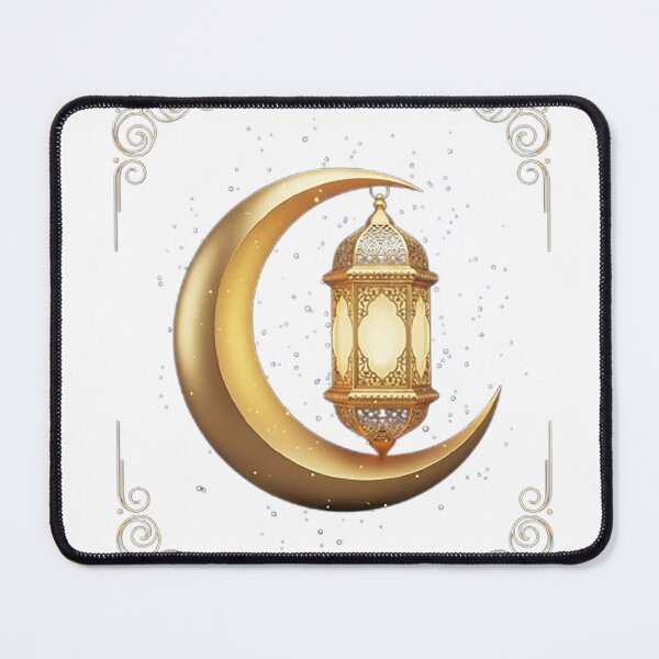 Item preview, Golden Crescent Moon with Lantern - Elegant Islamic Decor designed and sold by Midnight Manor Art.