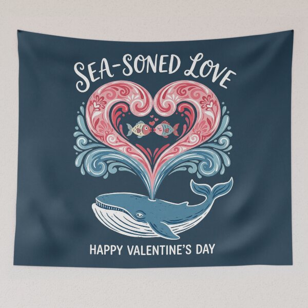Item preview, Sea-soned Love Blue Whale Heart Spout Pun Illustration designed and sold by zzz888.