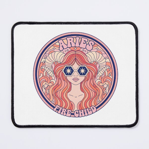 Item preview, Aries Zodiac Art – Fire Sign Astrology Illustration with Mystic Female Portrait designed and sold by Timegraf.