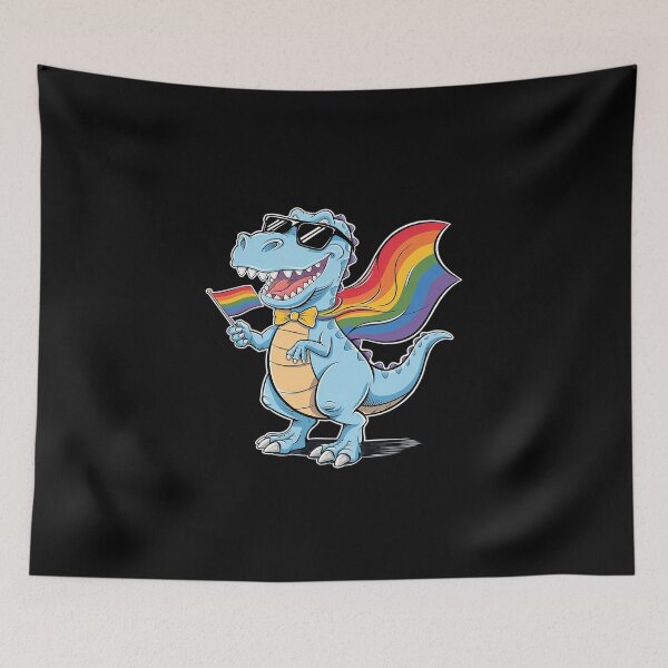 Item preview, Dinosaur Gay Pride LGBT Rainbow Flag T rex  designed and sold by DigitaldeligArt.