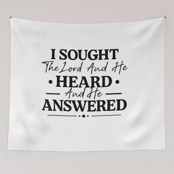 Item preview, I Sought The Lord And He Heard And He Answered T-Shirt, Christian Faith Quote Gift, Bible Verse Scripture Graphic Tee designed and sold by JoyBoyStudio1.