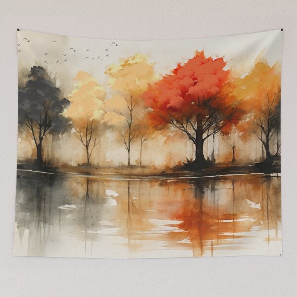Item preview, Autumn Serenity - Misty Reflections and Fiery Trees designed and sold by Joey Santiago.