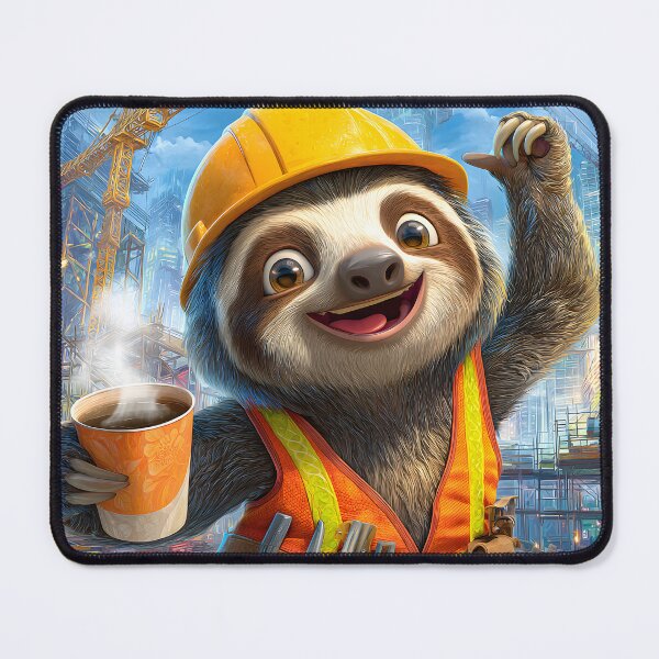 Item preview, Cheerful Sloth in Construction Gear with Coffee Cup designed and sold by Artessie.
