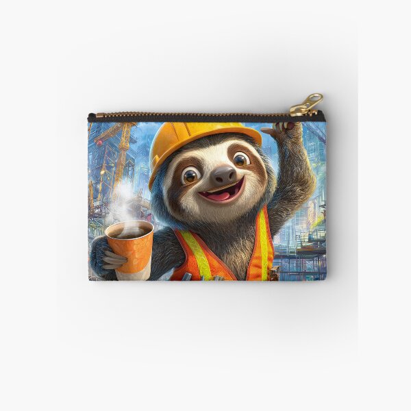 Item preview, Cheerful Sloth in Construction Gear with Coffee Cup designed and sold by Artessie.