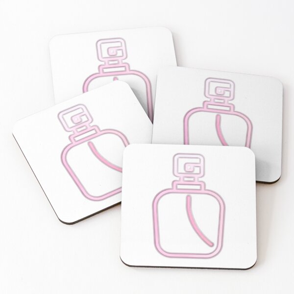 Item preview, Minimalist perfume bottle icon in pink neon on black background designed and sold by Creative88Art.