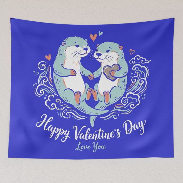 Item preview, Adorable Sea Otters Holding Hands Heart Rock Valentine Art designed and sold by zzz888.