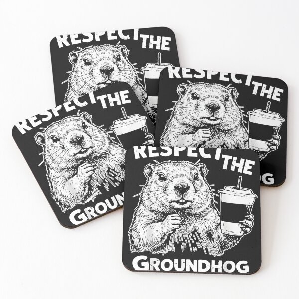 Item preview, Respect the Groundhog Funny Groundhog Day Shirt, Cute Groundhog with Coffee Illustration, Animal Humor Graphic Design designed and sold by JoyBoyStudio1.