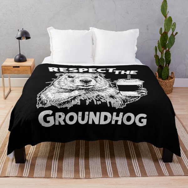 Item preview, Respect the Groundhog Funny Groundhog Day Shirt, Cute Groundhog with Coffee Illustration, Animal Humor Graphic Design designed and sold by JoyBoyStudio1.
