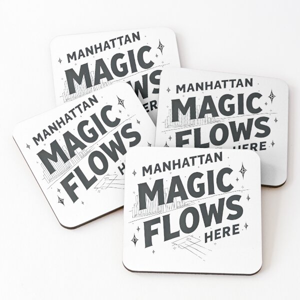 Item preview, Manhattan Magic Flows Here – New York City NYC Skyline Typography Art Design for Urban Dreamers, City Lovers & Nightlife Aesthetic Fans designed and sold by JoyBoyStudio1.