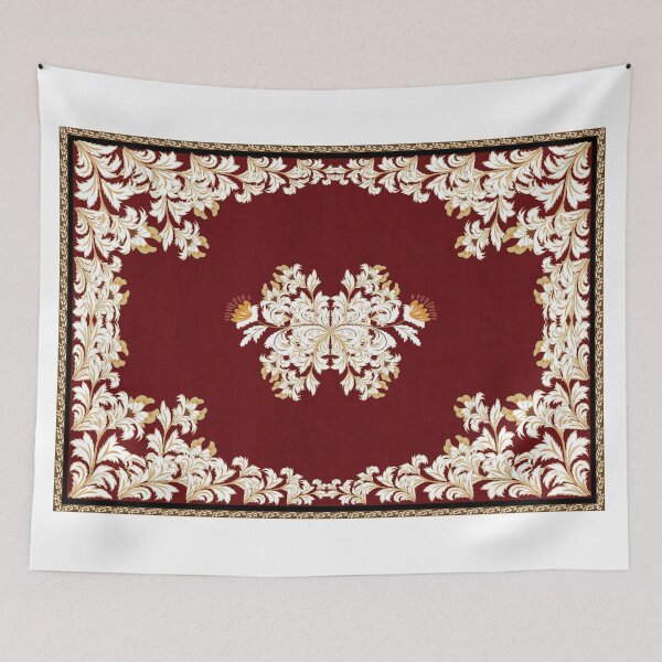 Item preview, Elegant red Persian rug pattern featuring intricate traditional floral and arabesque motifs designed and sold by Line-Aura.