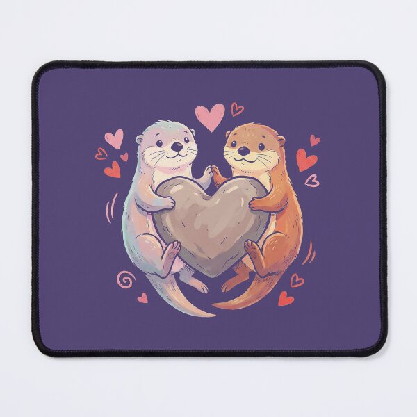 Item preview, Adorable Sea Otters Couple Holding Heart Rock Art designed and sold by zzz888.