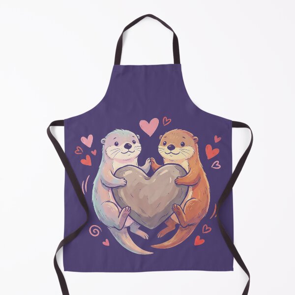 Item preview, Adorable Sea Otters Couple Holding Heart Rock Art designed and sold by zzz888.