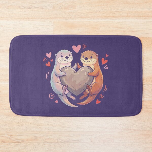 Item preview, Adorable Sea Otters Couple Holding Heart Rock Art designed and sold by zzz888.