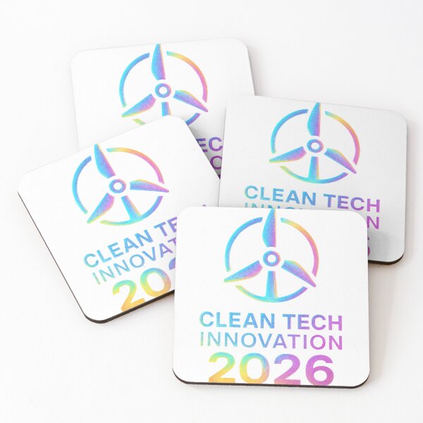 Item preview, Holographic turbine badge with Clean Tech Innovation 2026 text designed and sold by Creative88Art.