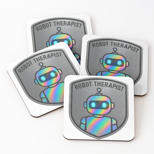 Item preview, Metallic shield badge with Robot Therapist text and stylized robot designed and sold by Creative88Art.