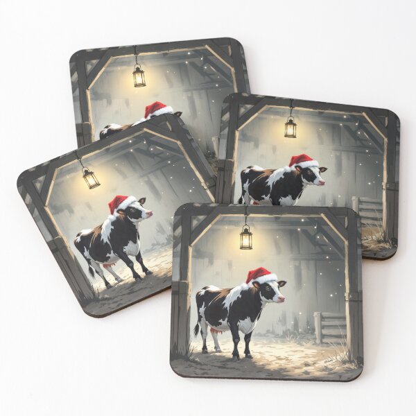 Item preview, Hereford Cow In a Barn Wearing Christmas Hat designed and sold by Maria Dryfhout.