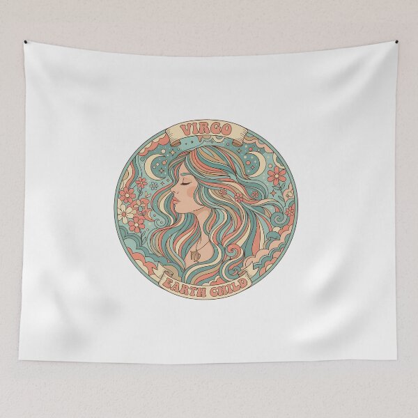 Item preview, Virgo Zodiac Art – Earth Sign Astrology Illustration with Mystic Female Portrait designed and sold by Timegraf.