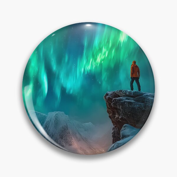 Item preview, Stunning Aurora Borealis Over Majestic Mountainscape designed and sold by Artessie.