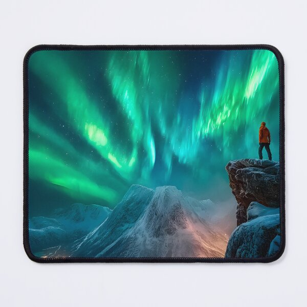 Item preview, Stunning Aurora Borealis Over Majestic Mountainscape designed and sold by Artessie.