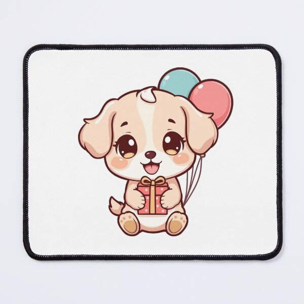 Item preview, Cute Gift Puppy with Balloons – Adorable Kawaii Dog Illustration designed and sold by SinghDesignHub.