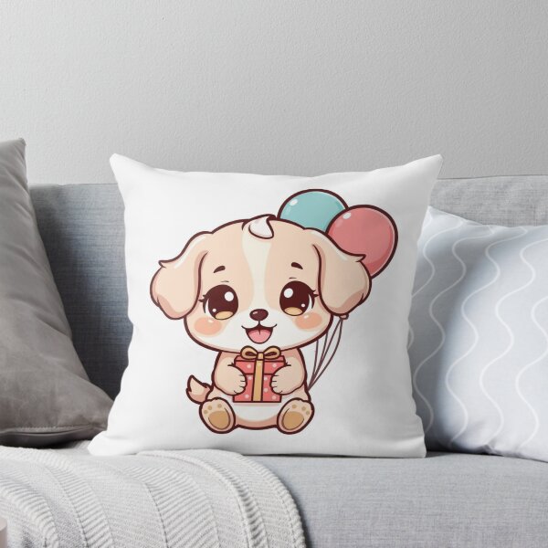 Item preview, Cute Gift Puppy with Balloons – Adorable Kawaii Dog Illustration designed and sold by SinghDesignHub.