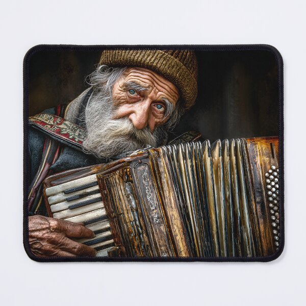 Item preview, Aged Musician Playing Accordion with Emotion designed and sold by Artessie.