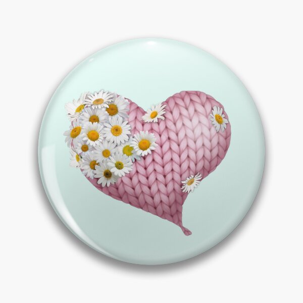 Item preview, Keep me warm - Cozy Pink Yarn Heart with Daisies - Valentines Clip art designed and sold by SawaOne.