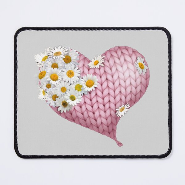 Item preview, Keep me warm - Cozy Pink Yarn Heart with Daisies - Valentines Clip art designed and sold by SawaOne.