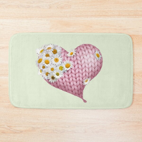 Item preview, Keep me warm - Cozy Pink Yarn Heart with Daisies - Valentines Clip art designed and sold by SawaOne.