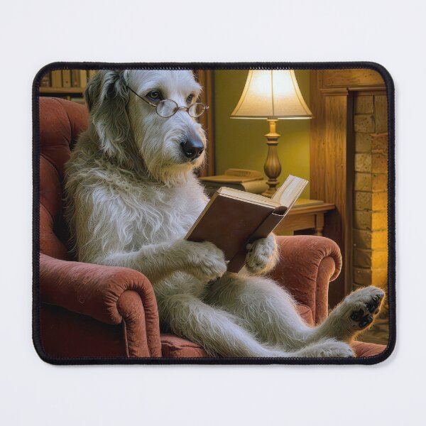 Item preview, Irish Wolfhound Reading a Book By a Fireplace designed and sold by Maria Dryfhout.
