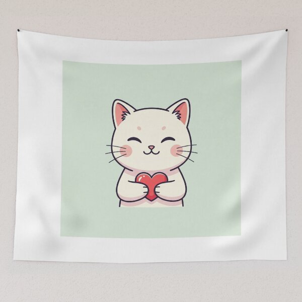 Item preview, Minimalist Love Cat designed and sold by PetJoyPrintsCO.