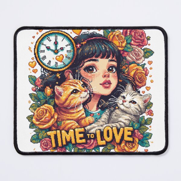 Item preview,  Pixel Art Time to Love Girl and Cats designed and sold by newvisionart191.