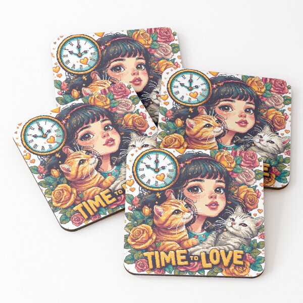Item preview,  Pixel Art Time to Love Girl and Cats designed and sold by newvisionart191.