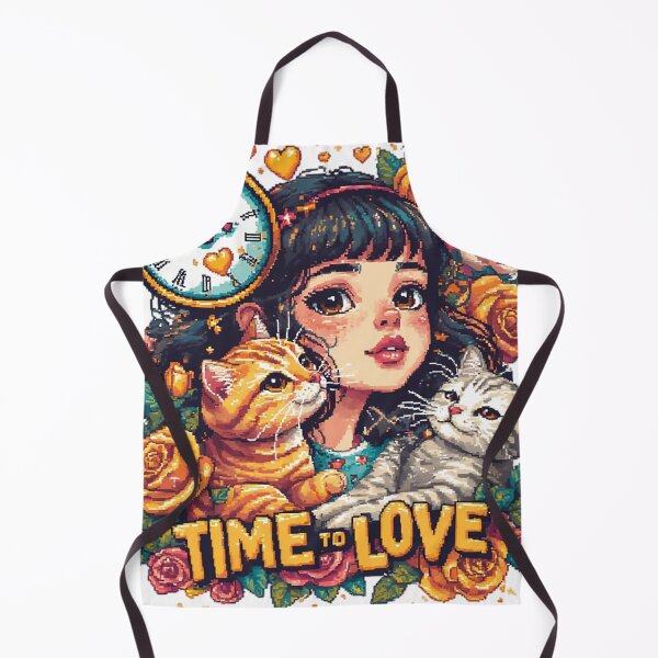 Item preview, Pixel Art Time to Love Girl and Cats designed and sold by newvisionart191.