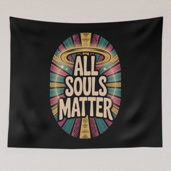 Item preview, All Souls Matter – Oval Spiritual Halo Design with Tribal Patterns and Bold Typography designed and sold by GFamilyC.