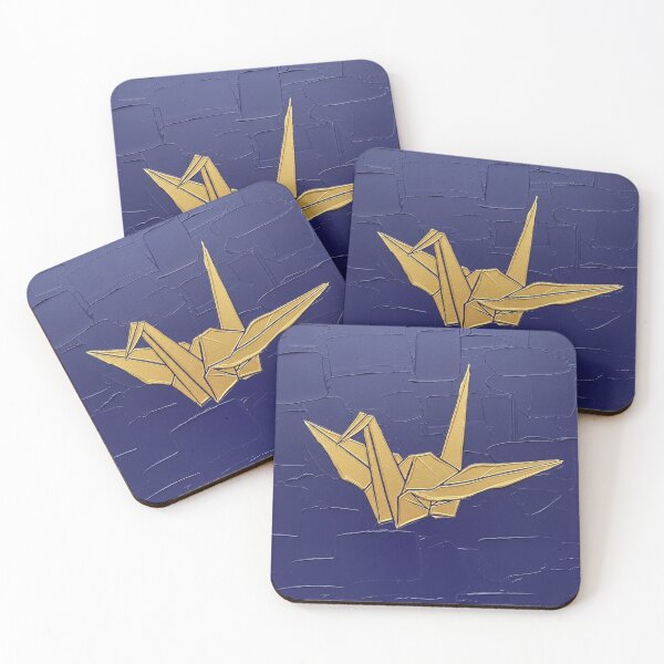 Item preview, Impasto-Style Digital Art: Golden Origami Crane Silhouette designed and sold by EEpression.