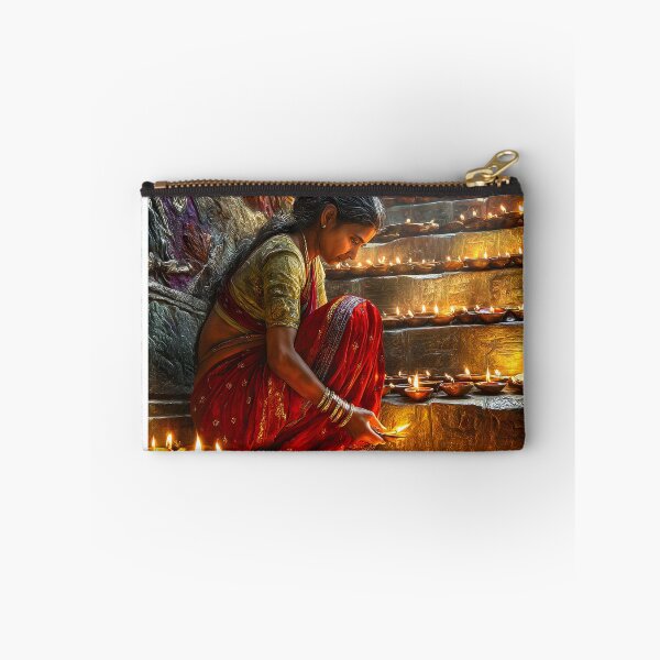 Item preview, Woman Lighting Lamps on Stairs in Traditional Attire designed and sold by Artessie.