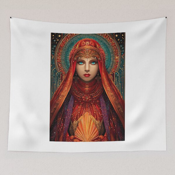Item preview, Majestic Red-Hued Portrait of a Enigmatic Woman designed and sold by Artessie.