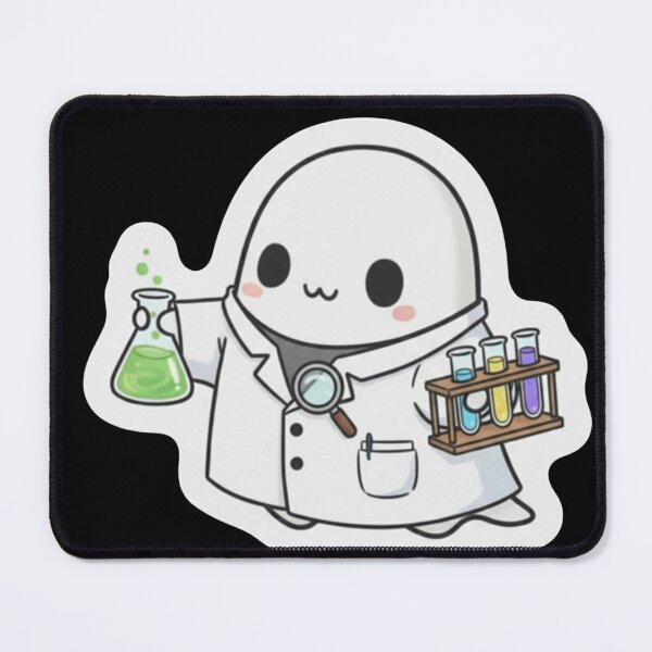 Item preview, The Ghost in the Lab Coat Kawaii Scientist Ghostie designed and sold by ZyVoAli.